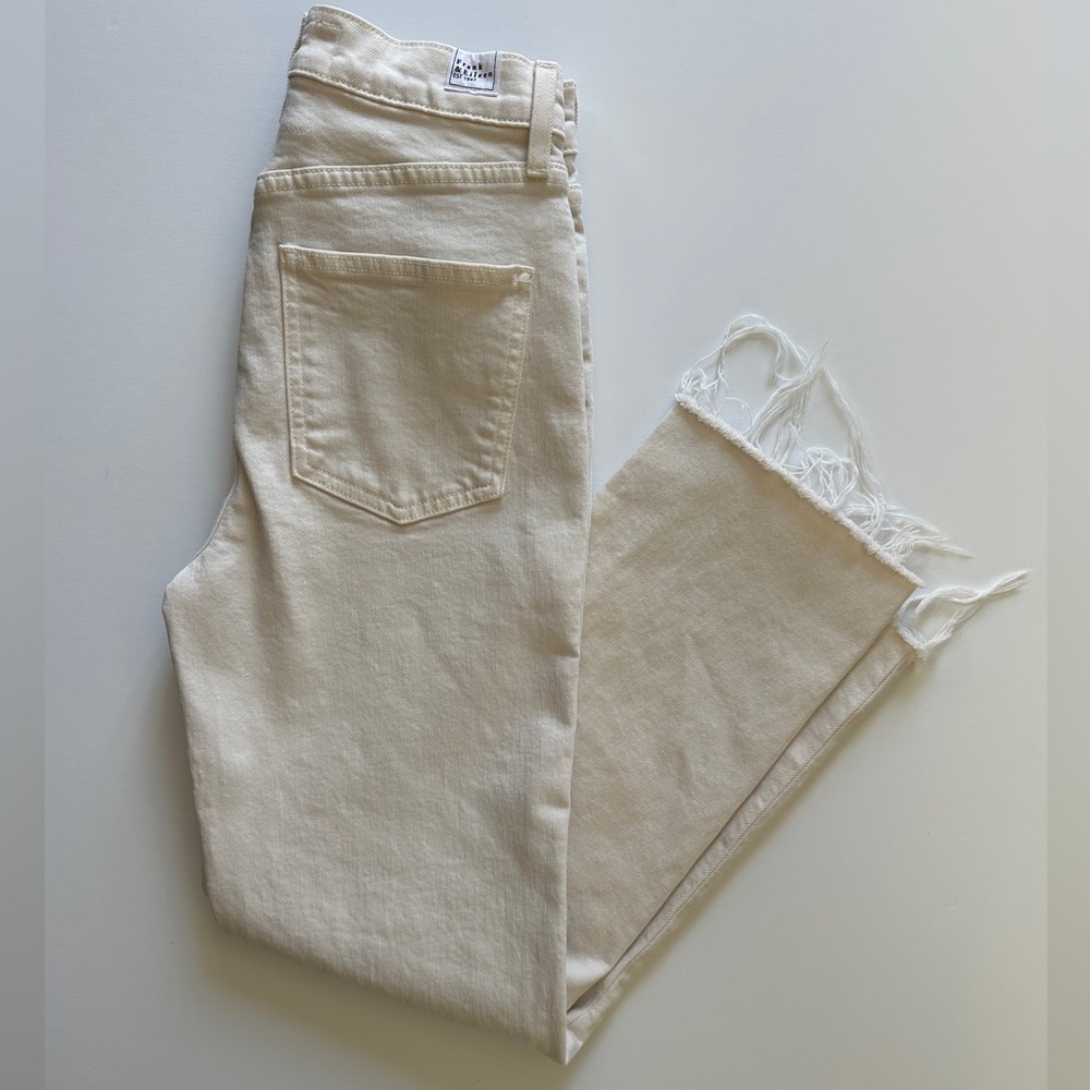 Frank & Eileen Monaghan Cream Raw Hem Jeans Size 26 - Picture 2 of 5